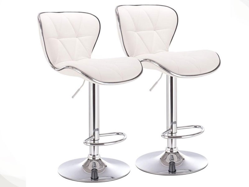 Pemberly Row Shell Adjustable Barstool in White