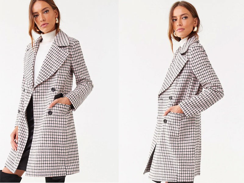 Houndstooth Double-Breasted Coat