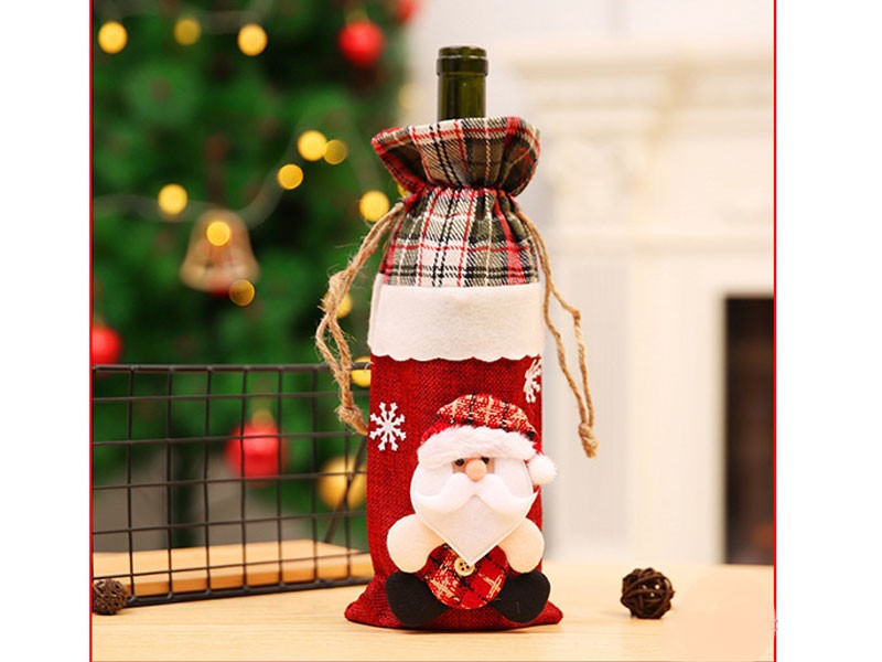 Christmas Santa Claus Styled Wine Bottle Cover Bag Home Xmas Dinner Decoration