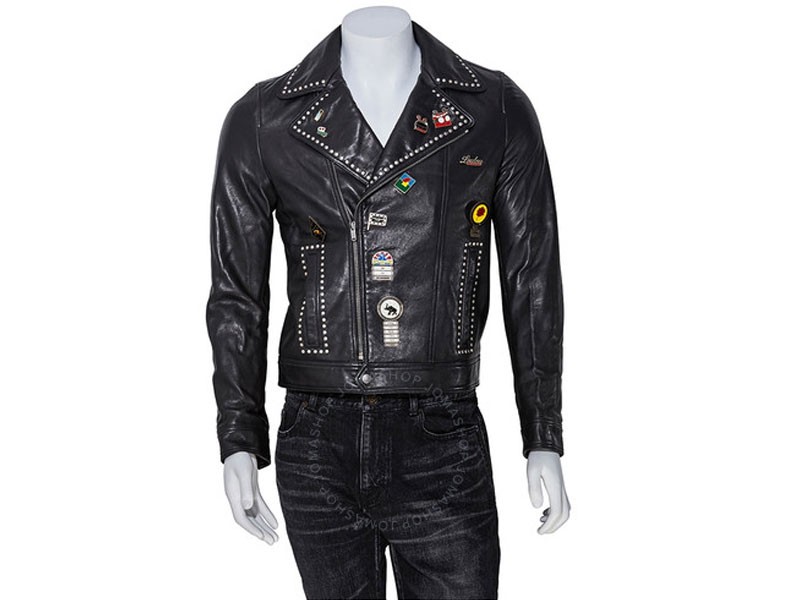 Saint Laurent Men's Black, Multi Jacket Pin Leather
