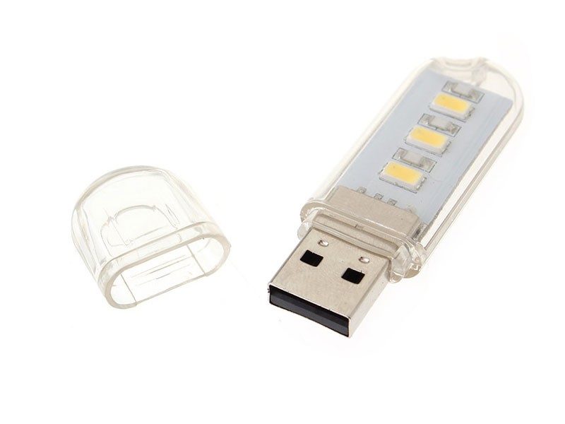 LZ-25Z2 3-LED 30LM 6000-6500K Pure White Light Portable USB Lamp