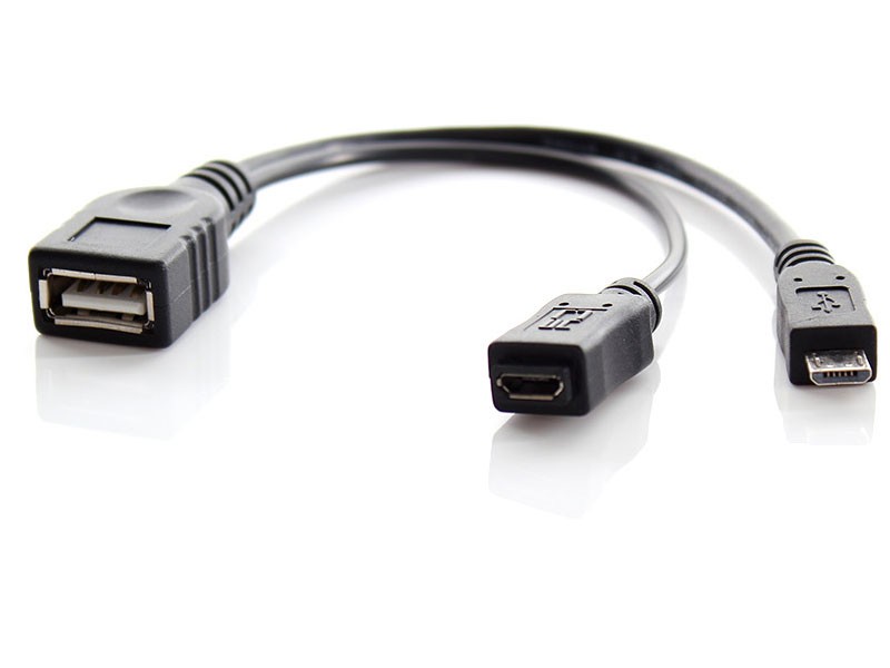 USB Female to Micro USB Male + Female Adapter Cable