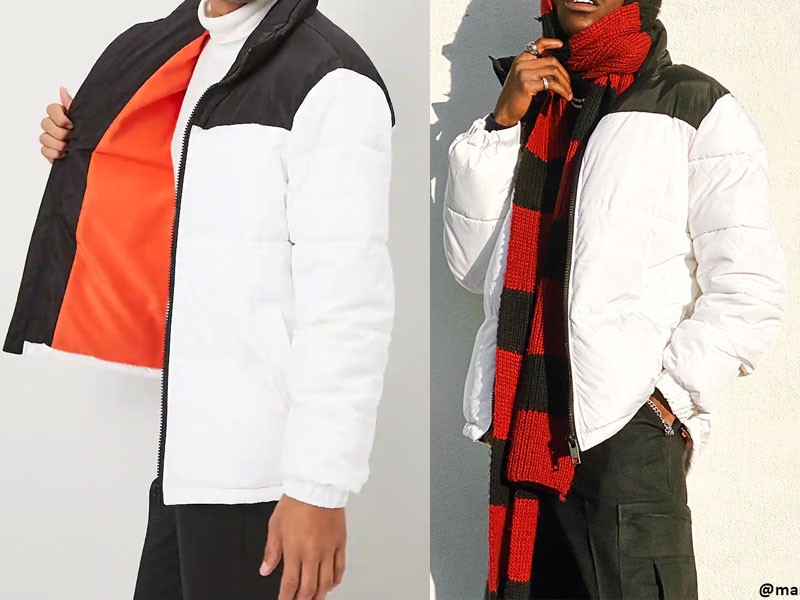 Colorblock Puffer Jacket For Men