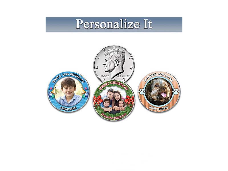 JFK Half Dollar Coin Personalized With Your Photo & Message