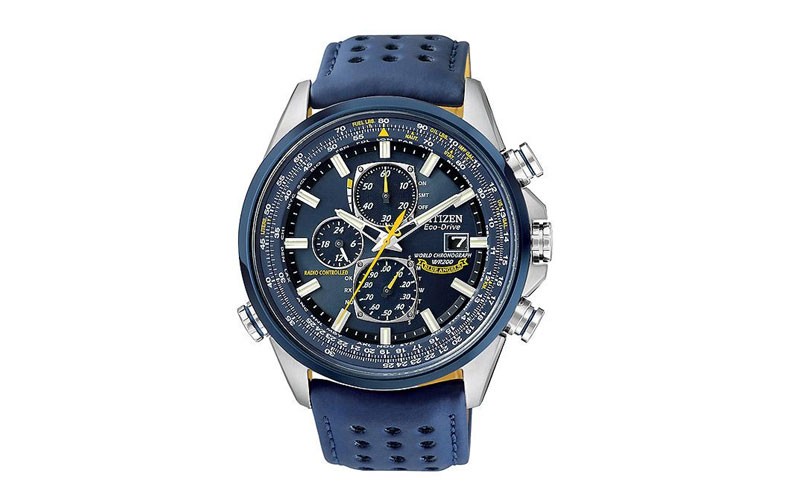 Citizen Eco-Drive Blue Angels World Chrono AT Mens Strap Watch - Blue Dial