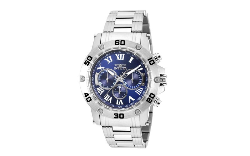 Invicta Specialty Mens Chronograph - Blue Dial - Tachymeter - Stainless Bracelet