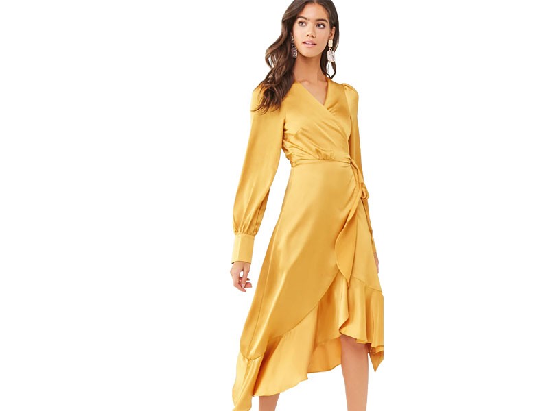 Ruffled High-Low Wrap Dress For Women