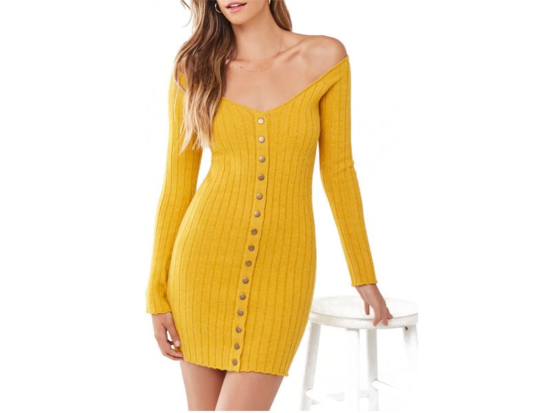 Ribbed Bodycon Sweater Dress For Women