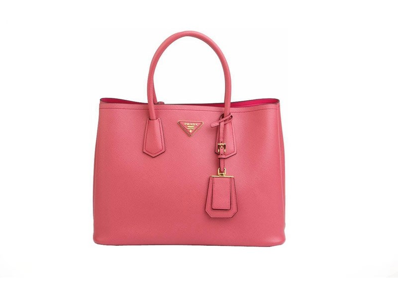 Pink Prada Saffiano Cuir Double Large Tote Bag