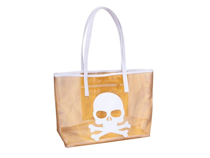 Gold Mesh Amy Tote with White Skull For Women