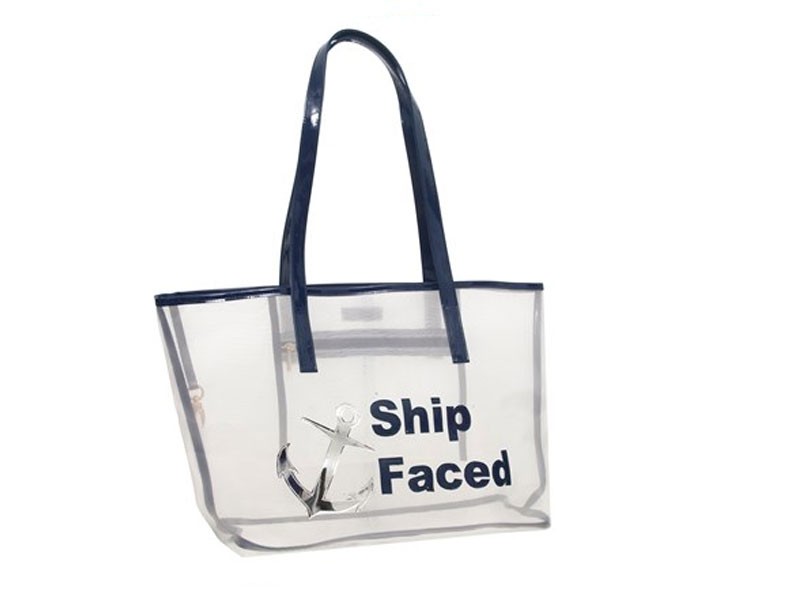 Women's White Mesh Amy Tote with Navy Ship Faced