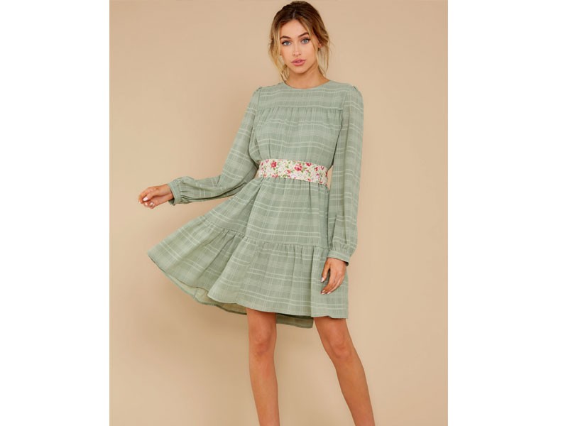 In A Way Sage Green Print Dress For Women