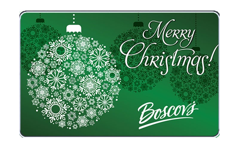 Boscov's Merry Christmas Green Ornament Gift Card