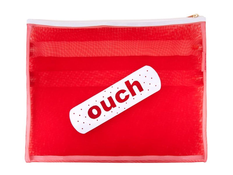 Red Mesh Madeline Case with White Band Aid with Ouch Pouch For Women