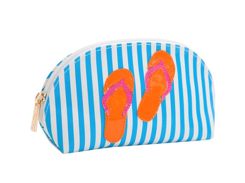 Wide blue stripes Small Molly Case with Multicolor Flip Flops