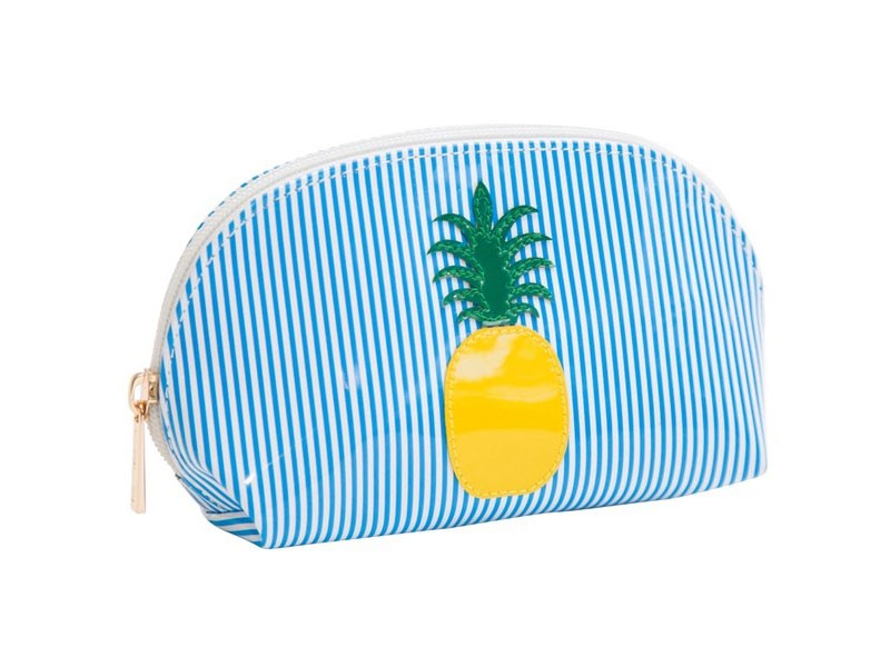 Blue Stripe Small Molly Case with Yellow Pineapple
