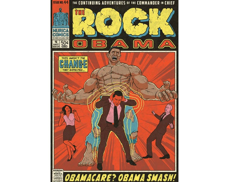 The Rock Obama Vintage Comic Poster Print