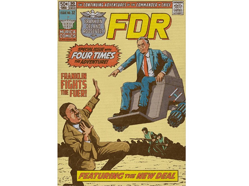 Roosevelt FDR Fights the Fuhrer Vintage Comic Canvas Print
