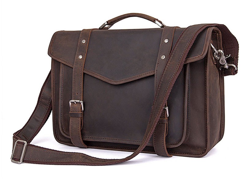Bogata Men's Full Grain Distressed Leather Crossbody & Travel Bag