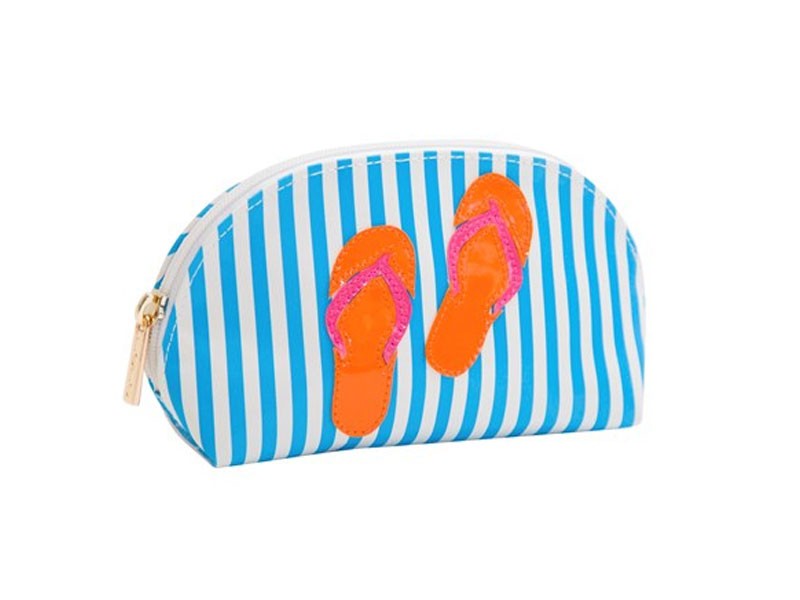 Wide blue stripes Small Molly Case with Multi color Flip Flops