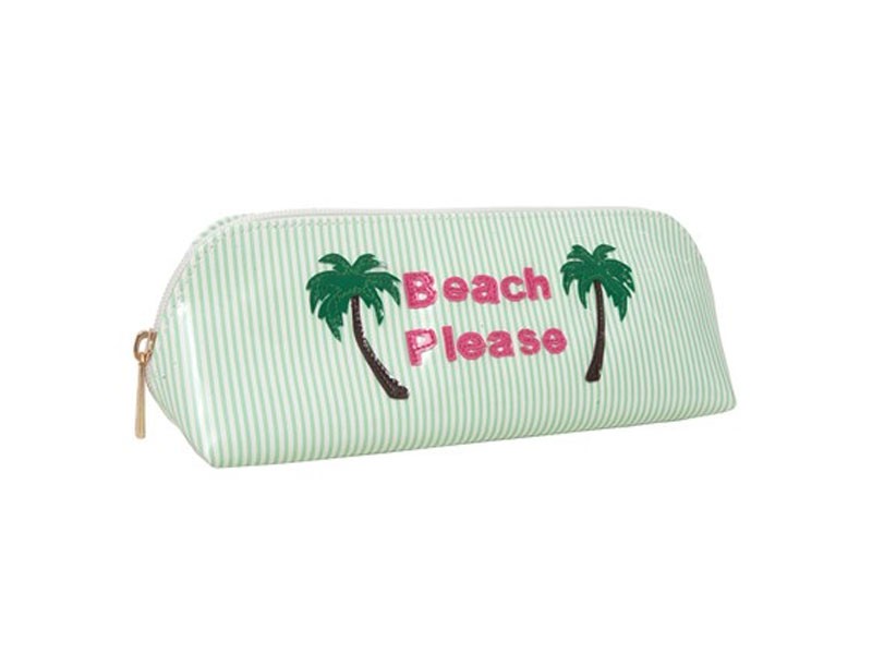 Green Stripe Reynolds Case with Pink Beach Please with Palm Trees