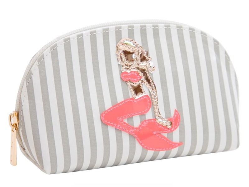 Wide Gray Stripes Small Molly Case For Women with Multicolor Mermaid