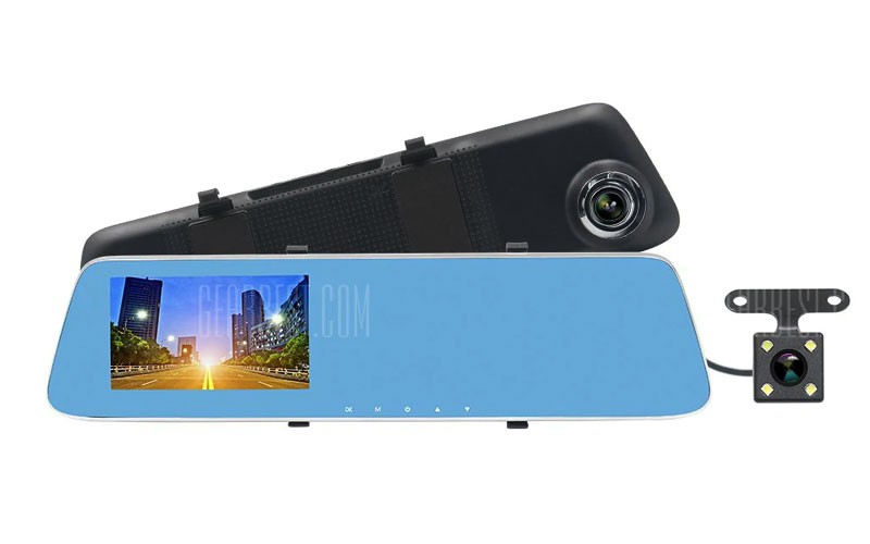 Ziqiaq JL-907T 4.3inch HD 1080p Starlight Night Vision Dual Cameras Car DVR 