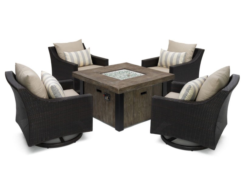 Deco 5 Piece Motion Fire Chat Set in Slate Gray