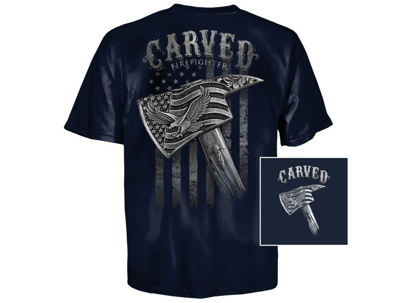 Carved Firefighter T-Shirt Navy For Men