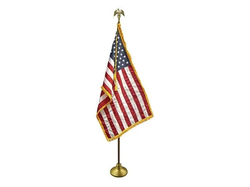 Deluxe Indoor U.S. Flag Set with Jointed Oak Flagpole