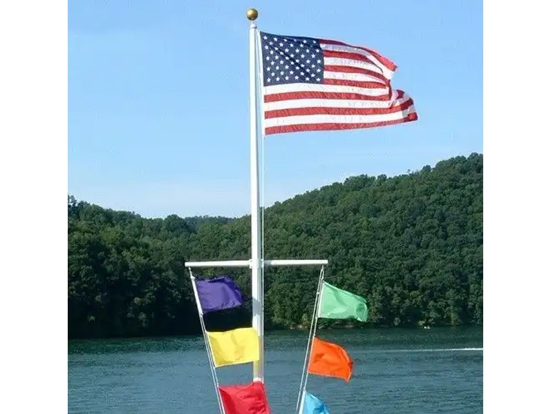 20' Single Mast Nautical Aluminum Flagpole With Yardarm