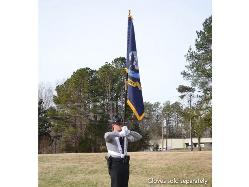 8' Jointed Oak Parade Pole Set - Navy Flag Double Belt