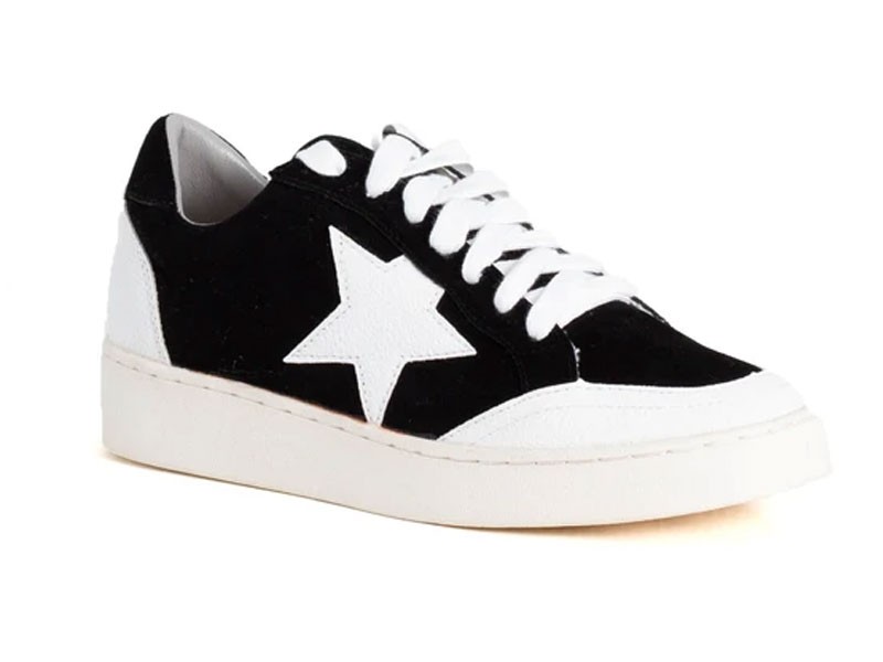 46% Off on White Raven Shoes Star Lace Up Sneakers For Women in Black (DC22170) Price $23.99 