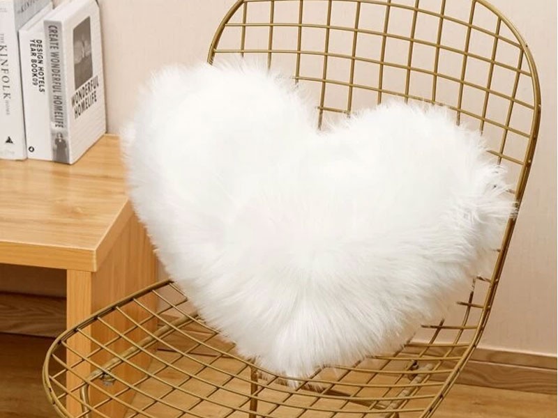 Heart Shaped Plush Cushion Cover Without Filler