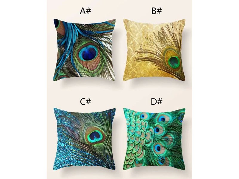 1pc Peacock Print Cushion Cover Without Filler