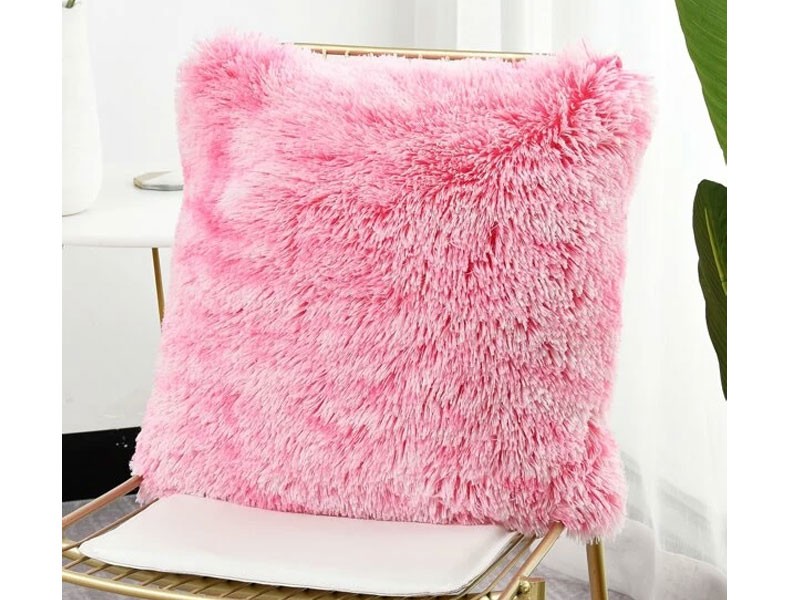 1pc Plain Faux Fur Cushion Cover Without Filler