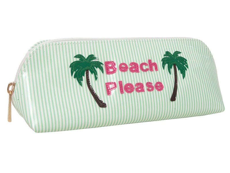 Green Stripe Reynolds Case with Pink Beach Please with Palm Trees