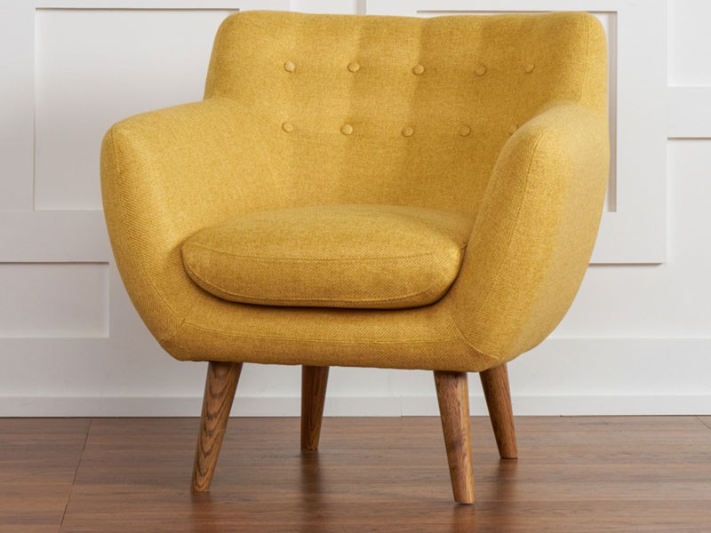 Rhodes Mid-Century Modern Tufted Arm Chair Sunset Yellow
