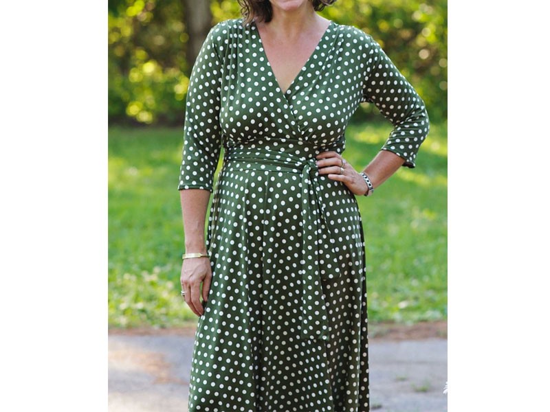 Margaret Olive Polka Dots Dress For Women