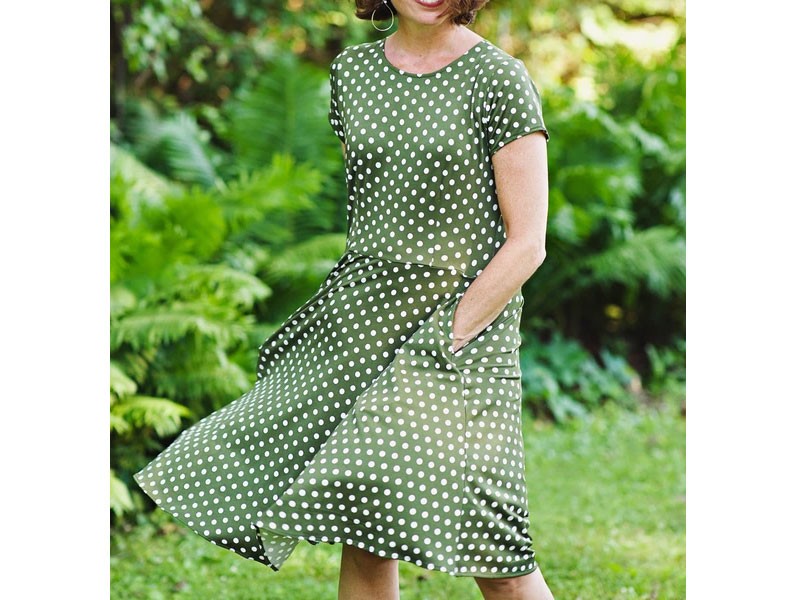 Kate Olive Polka Dots Dress For Women