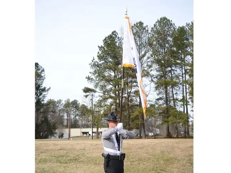 8' Jointed Oak Parade Pole Set Coast Guard Flag Double Belt