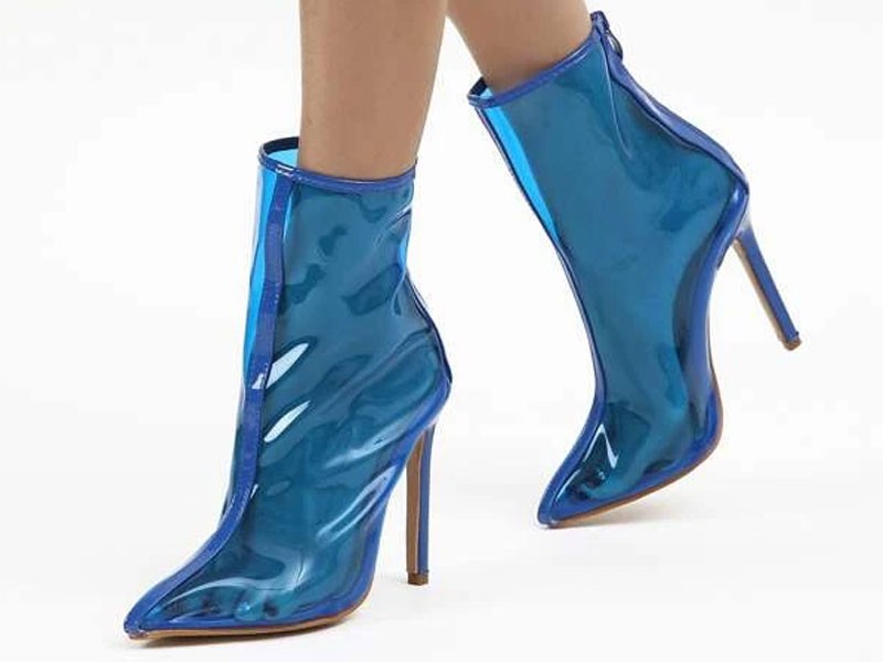 Clear Point Toe Stiletto Heeled Boots For Women
