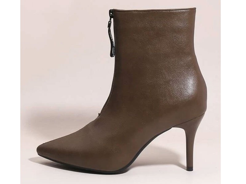 Women's Zip Front Point Top Stiletto Heeled Boots
