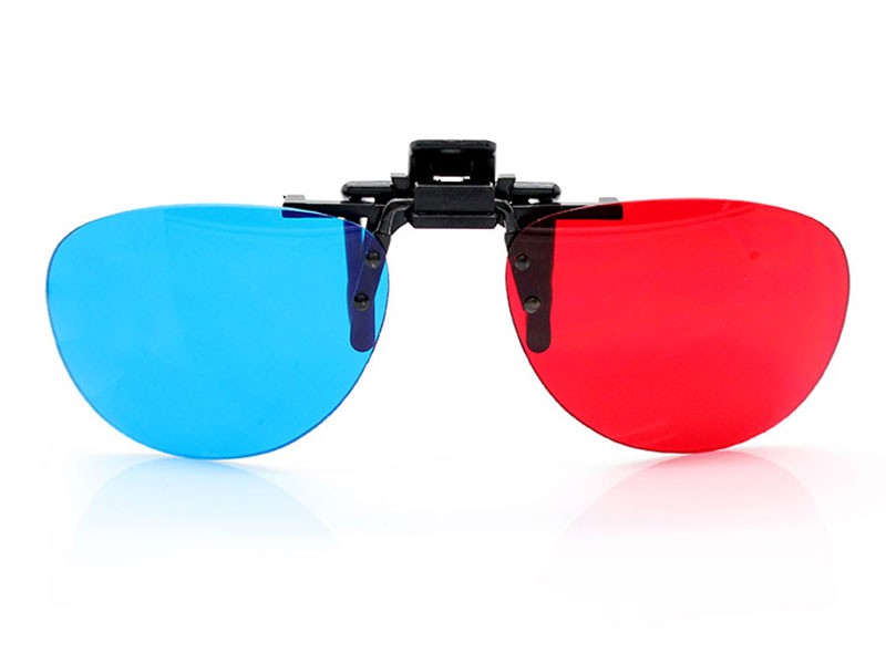 Clip-On Resin Lens Anaglyphic Red Blue 3D Glasses