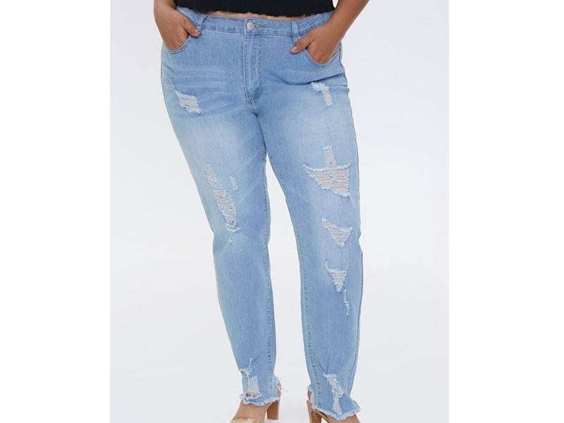 Plus Size Women's Distressed Ankle Jeans