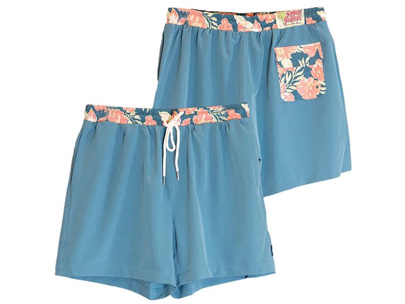Simply Southern Floral Volley Shorts For Men in Blue Hibiscus