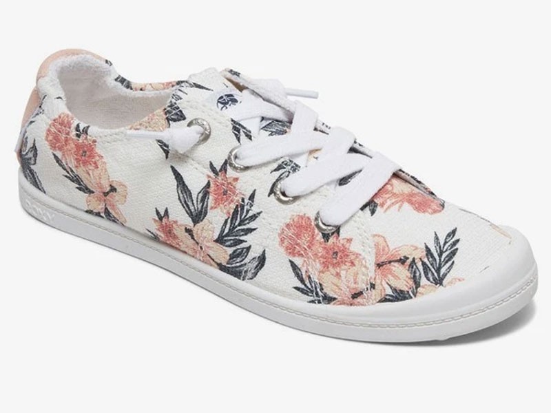 Roxy Shoes Bayshore III Floral Slip-On Sneakers For Women in White