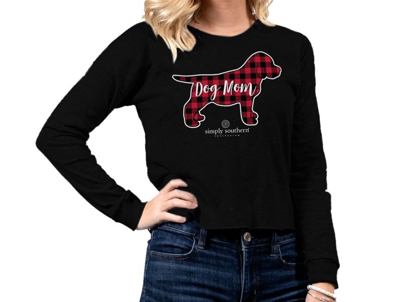 Simply Southern Dog Mom Cropped Long Sleeve T-Shirt For Women