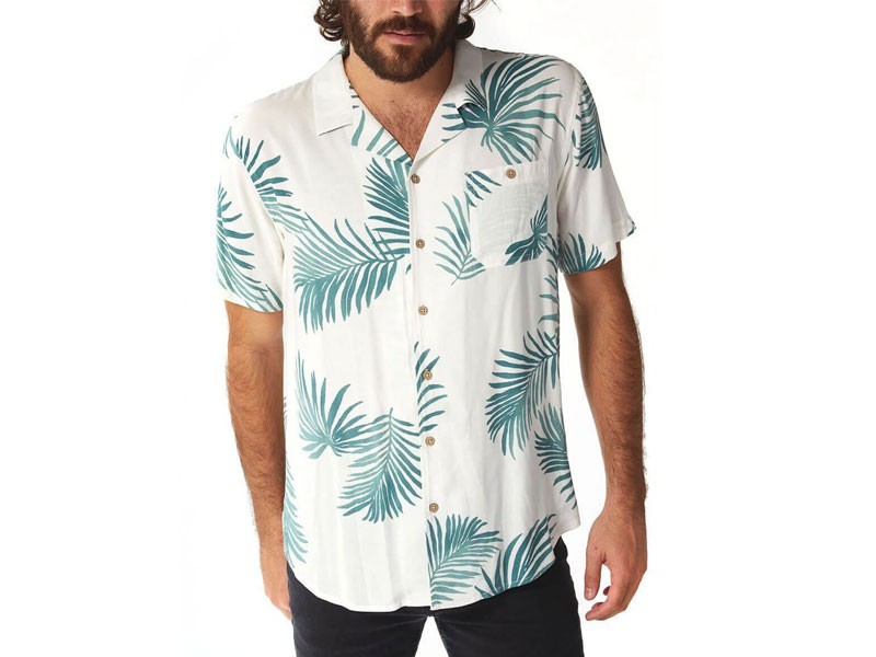 PX Clothing Tropical Men's Woven Button Up Shirt in Sage