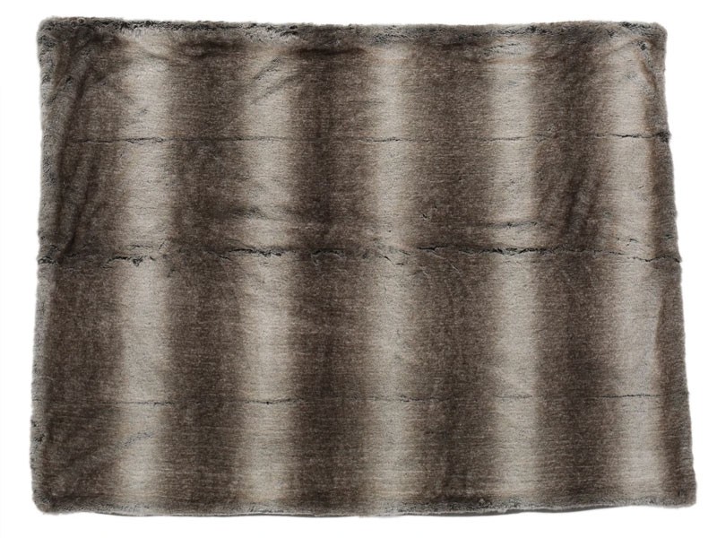 Tuscan Modern Glam Striped Faux Fur Throw Blanket